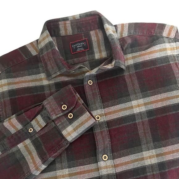 UNTUCKit Multi Color Plaid Long Sleeve Button Up Flannel‎ Shirt Mens M - Picture 1 of 5